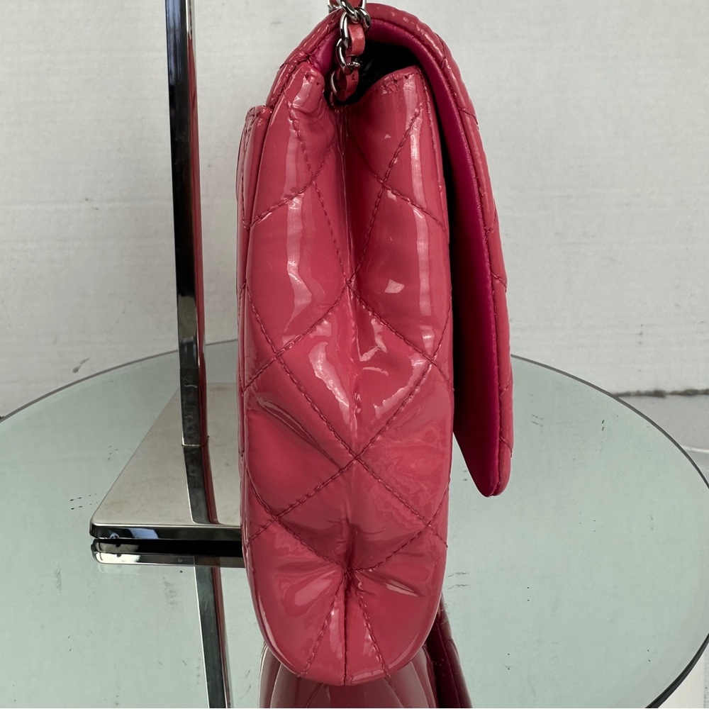CHANEL CC SINGLE FLAP BAG PATENT LEATHER SHW PINK - Picture 5 of 11